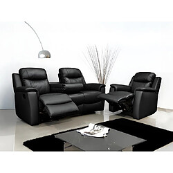 Vente-Unique Fauteuil relax EVASION en cuir - Noir