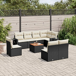 Maison Chic Ensemble Tables et chaises d'extérieur 9 pcs avec coussins,Salon de jardin noir résine tressée -GKD361990