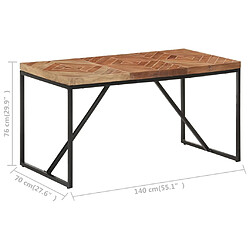 vidaXL Table à dîner 140x70x76 cm Bois massif d'acacia et de manguier pas cher