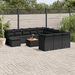 Maison Chic Salon de jardin avec coussins 13 pcs, Ensemble Tables et chaises de jardin, noir résine tressée -GKD839584