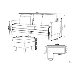 Beliani Canapé 3 places avec pouf en tissu bleu foncé AVESTA