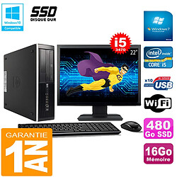 PC HP Compaq Pro 6300 SFF I5-3470 16Go 480Go SSD Graveur DVD Wifi W7 Ecran 22" - Occasion