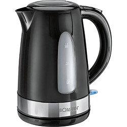 Bouilloire électrique 1,5 litre, récipient sans BPA, résistance cachée sans fil, 2200, Noir/Gris, Bomann, WKS 15181 CB