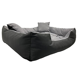 Lit pour chien et chat avec coussin Ecco Nylon imperméable Lavable (Dimensions intérieures : 40x30 / Dimensions extérieures : 55x45cm, Gris/noir) pas cher