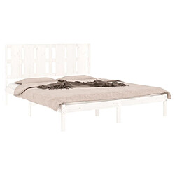 Avis Maison Chic Lit adulte 150x200cm - Cadre de lit,Structure du lit Contemporain pour chambre Blanc Bois massif Très grand -MN11508