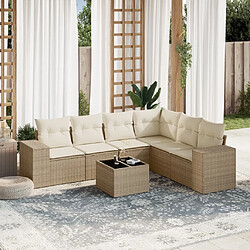 vidaXL Salon de jardin avec coussins 7 pcs beige résine tressée 