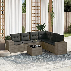 Maison Chic Salon de jardin avec coussins 7 pcs, Ensemble Tables et chaises de jardin, gris résine tressée -GKD393239