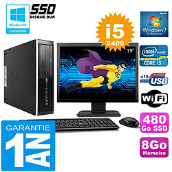 PC HP Compaq 8300 SFF Core I5-2400 Ram 8Go Disque 480 Go SSD Wifi W7 Ecran 19" · Occasion 