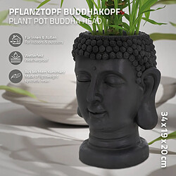 ML-Design Pot de Plantes/Fleurs Tête de Bouddha, 19x20x34 cm, Anthracite, Résine, Intérieur/Extérieur, Statue Massif, Grand Buste Sculpture, Vase Cache-pot, Planteur Décoration de Jardin, Urne Unique