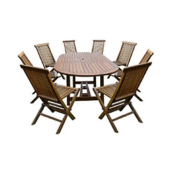 Mes Table de jardin 160/210x100x75cm + lot de 8 chaises