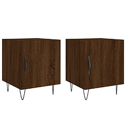 vidaXL Tables de chevet 2pcs chêne marron 40x40x50cm bois d'ingénierie