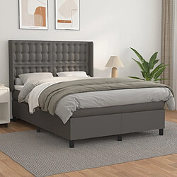 vidaXL Sommier à lattes de lit avec matelas Gris 140x190 cm Similicuir