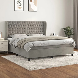 vidaXL Sommier à lattes de lit et matelas Gris clair 180x200cm Velours