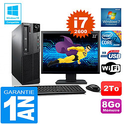 PC Lenovo M92p SFF Core I7-2600 Ram 8Go Disque 2 To Wifi W7 Ecran 22" · Occasion 