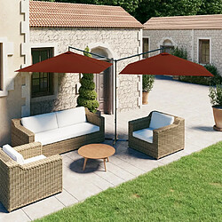 vidaXL Parasol de jardin double et mât en acier terre cuite 600x300 cm