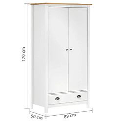 vidaXL Garde-robe à 2 portes Hill Blanc 89x50x170cm Bois de pin solide pas cher