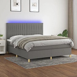 vidaXL Sommier à lattes de lit et matelas et LED Gris foncé 160x200 cm 