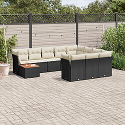 vidaXL Salon de jardin 11 pcs avec coussins noir résine tressée 