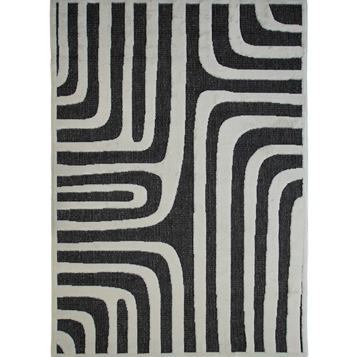 Thedecofactory NEW AGE OPTIQUE - Tapis d'extérieur et intérieur en relief anthracite 160x220