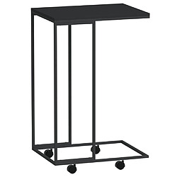 vidaXL Table d'appoint avec roues Noir 40x30x63,5 cm Bois d'ingénierie