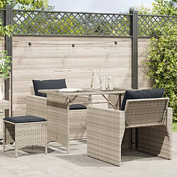 vidaXL Salon de jardin 4 pcs avec coussins gris clair résine tressée