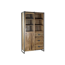 Avis Pegane Armoire vitrine en bois avec 3 tiroirs 1 porte et 7 étagères - Largeur 110 x Hauteur 200 x Profondeur 45cm