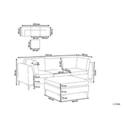 Avis Beliani Canapé modulaire 3 places avec ottoman en velours rose EVJA