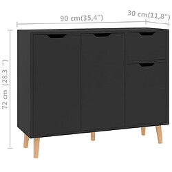 vidaXL Buffet noir brillant 90x30x72 cm bois d'ingénierie pas cher