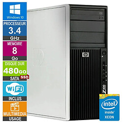 HP Z400 W3565 3.46GHz 8Go/480Go SSD Quadro 600 Wifi W10 · Reconditionné 