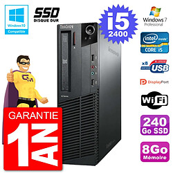 PC Lenovo ThinkCentre M82 SFF i5-2400 RAM 8Go SSD 240Go Graveur DVD Wifi W7 · Occasion 