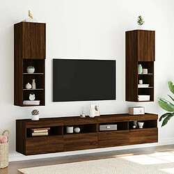 Avis Maison Chic Meuble TV avec lumières LED, Banc TV pour salon, Meuble de rangement chêne marron 30,5x30x102 cm -GKD15658