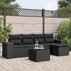 vidaXL Salon de jardin 6 pcs avec coussins noir résine tressée 