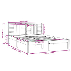 vidaXL Cadre de lit Marron miel Bois massif 120x200 cm pas cher