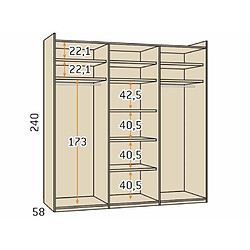 Avis Inside 75 Armoire 3 portes coulissantes 296,2x240 Habana façade Gris Pizzara Basalto Laquée 2 Miroirs