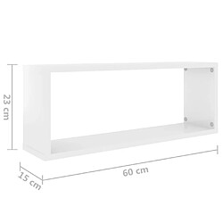 Acheter vidaXL Étagères murales cube 4 pcs Blanc brillant Bois d’ingénierie