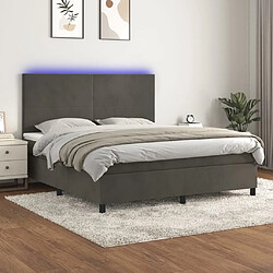 vidaXL Sommier à lattes de lit et matelas et LED Gris foncé 160x200 cm 