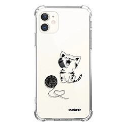 Coque iPhone 11 anti-choc souple avec angles renforcés transparente Chat et Laine Evetane 