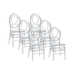 Vente-Unique Lot de 6 chaises en polycarbonate plein - Cristal - AMALINE