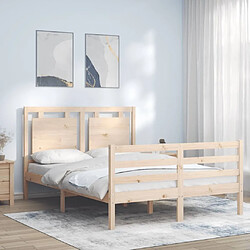 Maison Chic Cadre/structure de lit avec tête de lit pour adulte - Lit Moderne Chambre 140x190 cm bois massif -MN52149