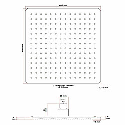Avis Helloshop26 Pommeau de douche carré pomme jet de pluie tête douche 40 x 40 cm acier inoxydable 16_0000627