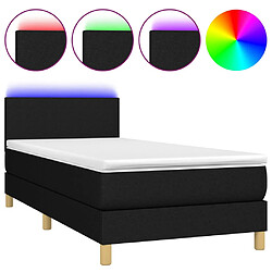 vidaXL Sommier à lattes de lit avec matelas LED Noir 100x200 cm Tissu