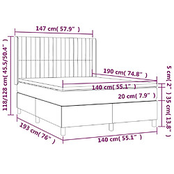 vidaXL Sommier à lattes de lit et matelas Gris clair 140x190cm Velours pas cher