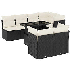 vidaXL Salon de jardin 8 pcs avec coussins noir résine tressée