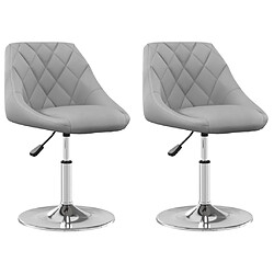 vidaXL Chaises pivotantes à manger lot de 2 Gris clair Velours