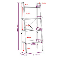 vidaXL Étagère sur pied 4 niveaux Marron clair et noir 56x35x140 cm pas cher