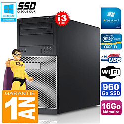 PC Tour DELL 9020 Core I3-4130 Ram 16Go Disque 960 Go SSD Graveur DVD Wifi W7 · Occasion 