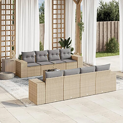 Maison Chic Salon de jardin avec coussins 9 pcs | Ensemble de Table et chaises | Mobilier d'Extérieur beige résine tressée -GKD97627