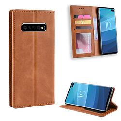 Etui en PU style vintage marron pour votre Samsung Galaxy S10 Plus