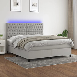 vidaXL Sommier à lattes de lit et matelas et LED Gris clair 180x200 cm 