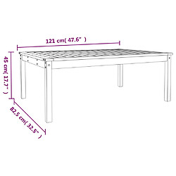 vidaXL Table de jardin marron miel 121x82,5x45 cm bois massif de pin pas cher